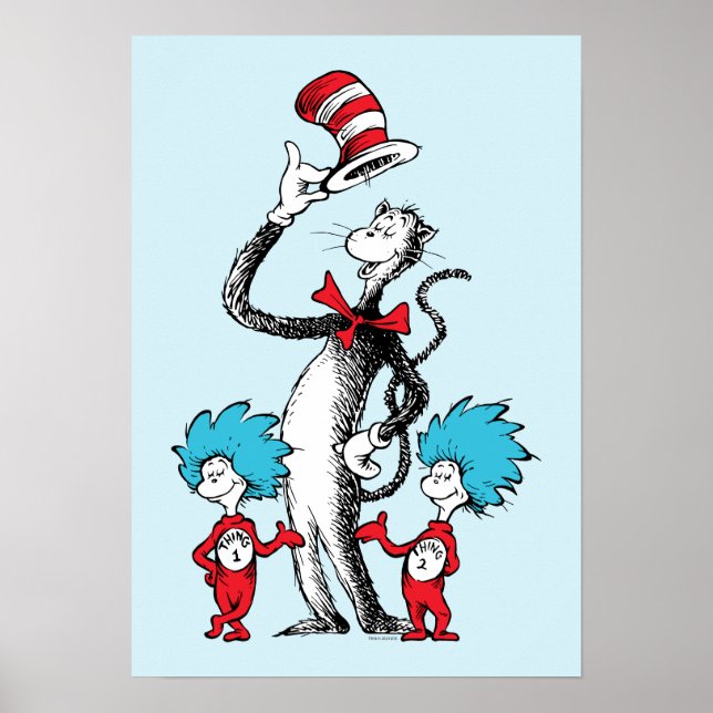 Affiche Dr Seuss | Chat dans le Casquette, Chose un & Chos (Devant)