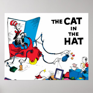 Affiche Dr Seuss   Chat dans le Casquette nettoie vers le