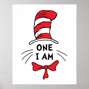 Affiche Dr Seuss   Chat dans le Casquette - Un je suis