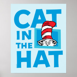 Affiche Dr Seuss   Chat dans le logo du Casquette