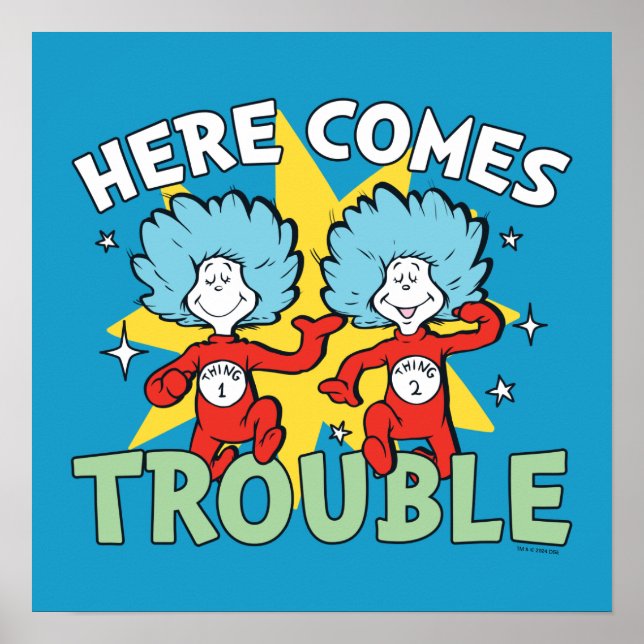 Affiche Dr. Seuss | Chose Un Chose Deux Les Ennuis Arriven (Devant)