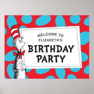Affiche Dr. Seuss Fête d'anniversaire du Chat dans le Ch