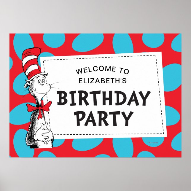 Affiche Dr. Seuss | Fête d'anniversaire du Chat dans le Ch (Devant)
