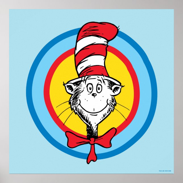 Affiche Dr. Seuss | Graphisme de tête de chat dans le chap (Devant)