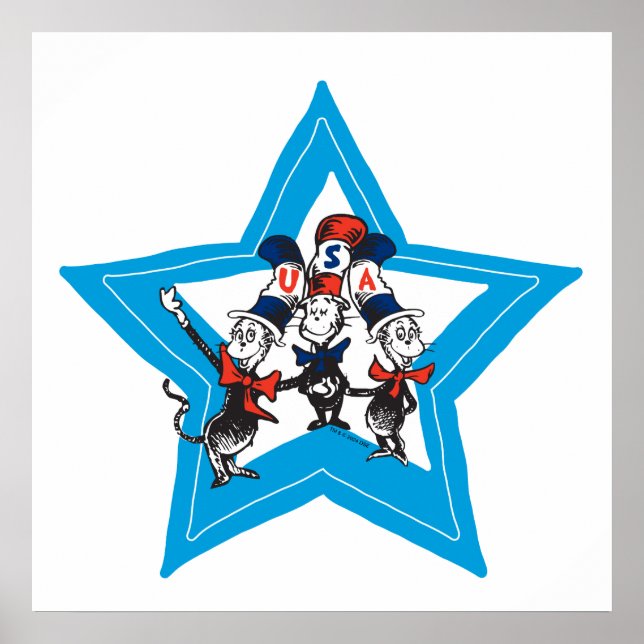 Affiche Dr Seuss | Little Cats USA Graphisme Casquette (Devant)