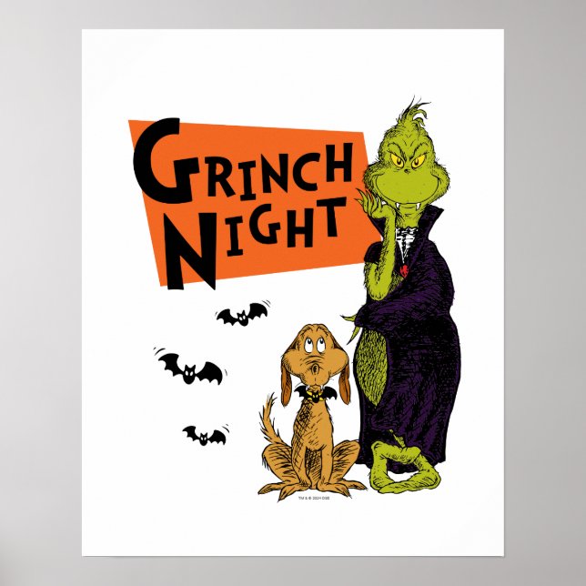Affiche Dr. Seuss | Nuit Grinch Halloween Graphique (Devant)