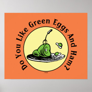 Affiche Dr Seuss   Oeufs verts et icône de jambon