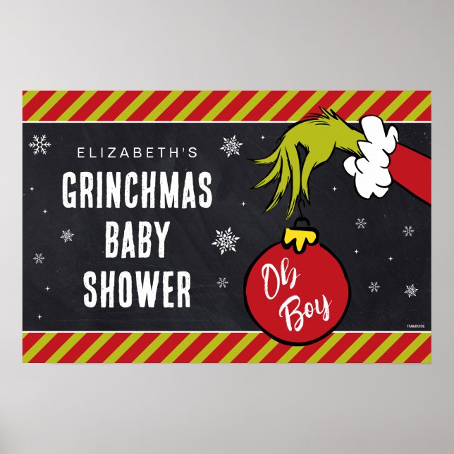 Affiche Dr Seuss | Oh Boy Grinch Baby shower (Devant)