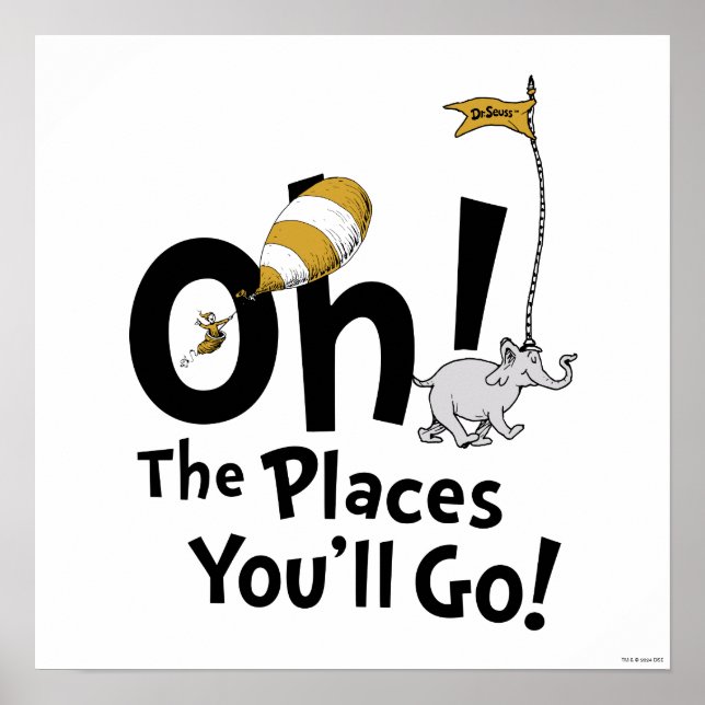 Affiche Dr. Seuss | Oh, les endroits où tu vas ! Rétro (Devant)