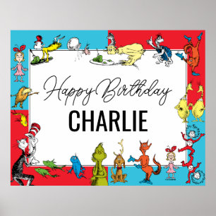 Affiche Dr. Seuss - Personnages Anniversaire Enfants