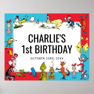Affiche Dr. Seuss - Personnages Anniversaire Enfants