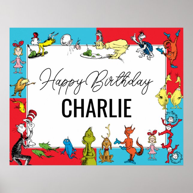 Affiche Dr. Seuss - Personnages | Anniversaire Enfants (Devant)