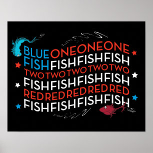 Affiche Dr. Seuss Poisson Rouge Poisson Bleu Graphique d