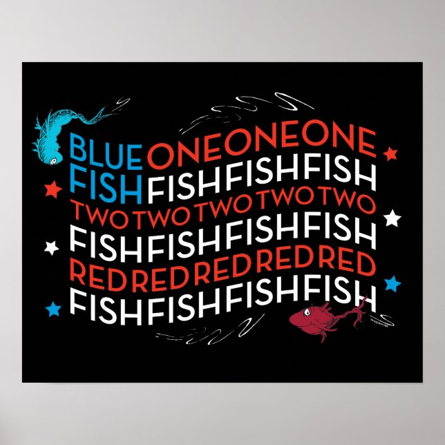 Affiche Dr. Seuss | Poisson Rouge Poisson Bleu Graphique d (Devant)