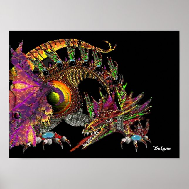 AFFICHE DRAGO / DRAGON D'OR FANTASY EN POURPRE ET NOIR (Devant)