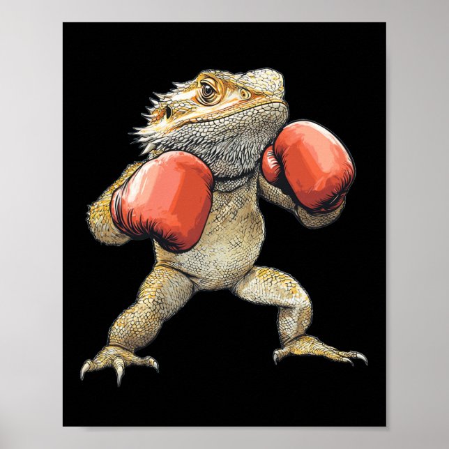 Affiche Dragon À Portes Habillé Comme Une Boxe Drôle Boxe  (Devant)