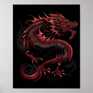 Affiche dragon à tête jaune-verte