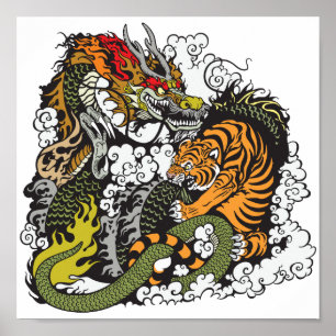 Affiche dragon and tiger figfigting