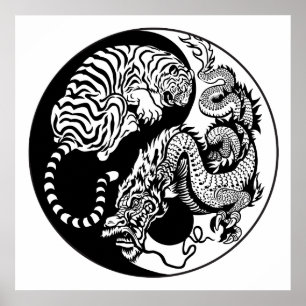 Affiche dragon and tiger yin yang