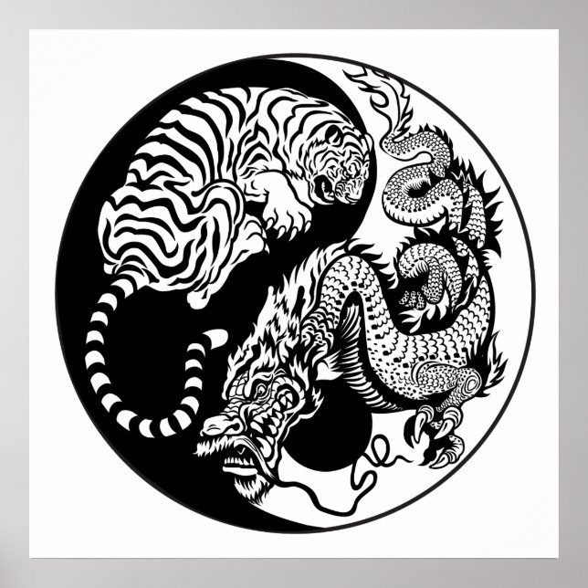 Affiche dragon and tiger yin yang (Devant)