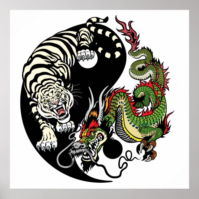 Affiche dragon and tiger yin yang (Devant)