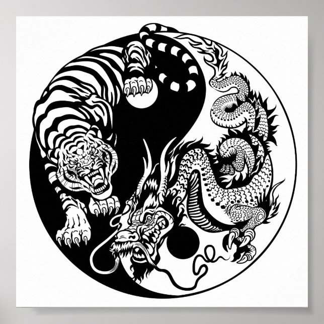 Affiche dragon and tiger yin yang symbol (Devant)