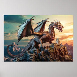 Affiche Dragon Animal Créature Imaginaire Mur coloré Art