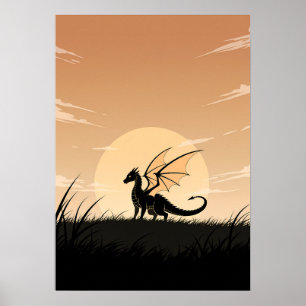 Affiche Dragon Anime Minimaliste