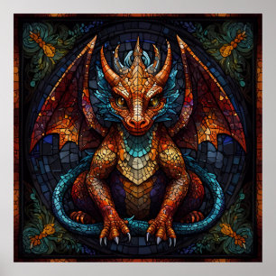 Affiche Dragon arc-en-ciel multicolore