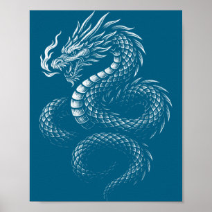 Affiche Dragon asiatique vintage