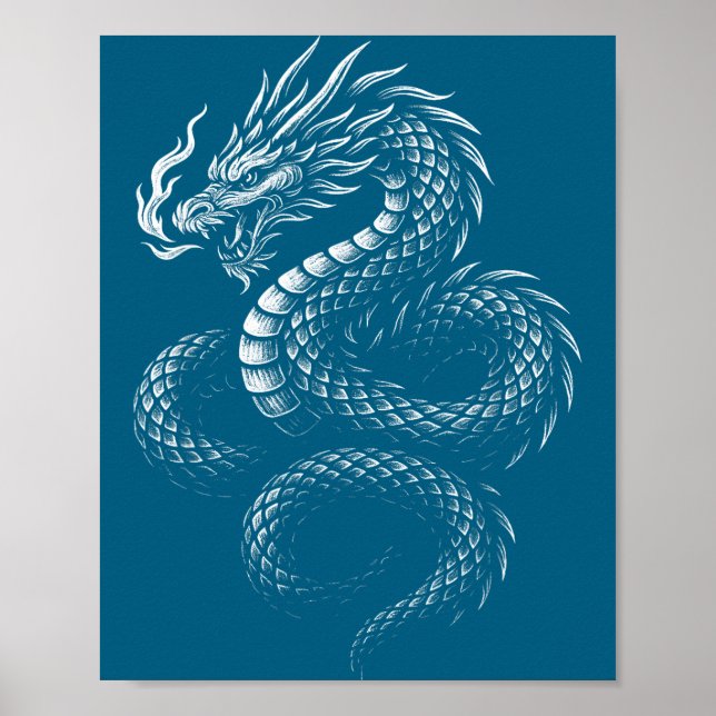 Affiche Dragon asiatique vintage  (Devant)