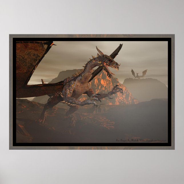 Affiche Dragon Au Feu Par Michelle Wilder (Devant)