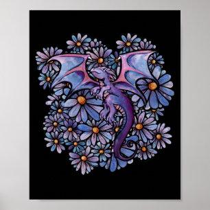 Affiche Dragon aux fleurs pourpres