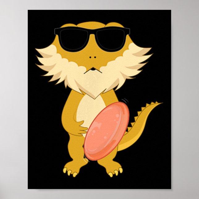 Affiche Dragon barbu drôle portant des lunettes de soleil  (Devant)