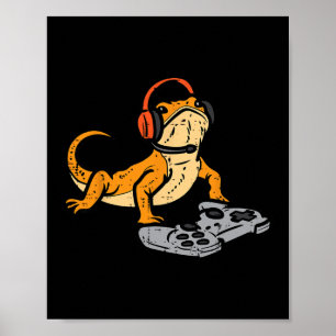Affiche Dragon barbu jeu vidéo drôle gamer animal hommes