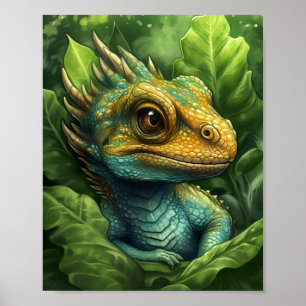 Affiche Dragon Bébé Vert