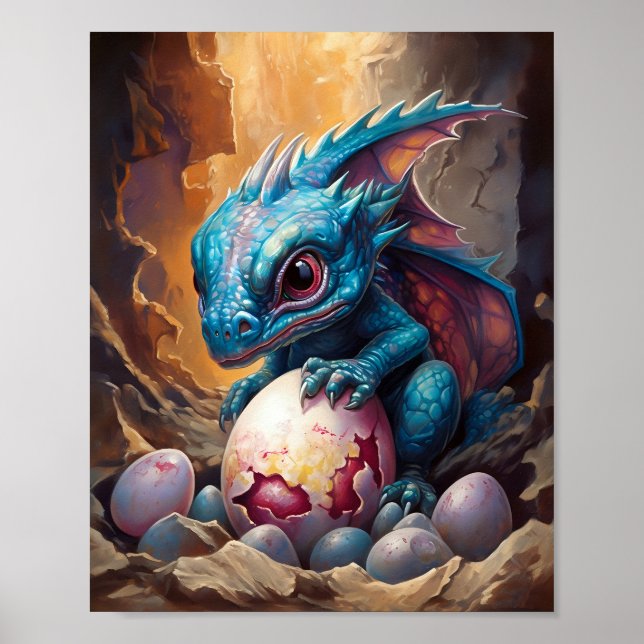 Affiche Dragon Bleu Bébé Avec Hatchs (Devant)