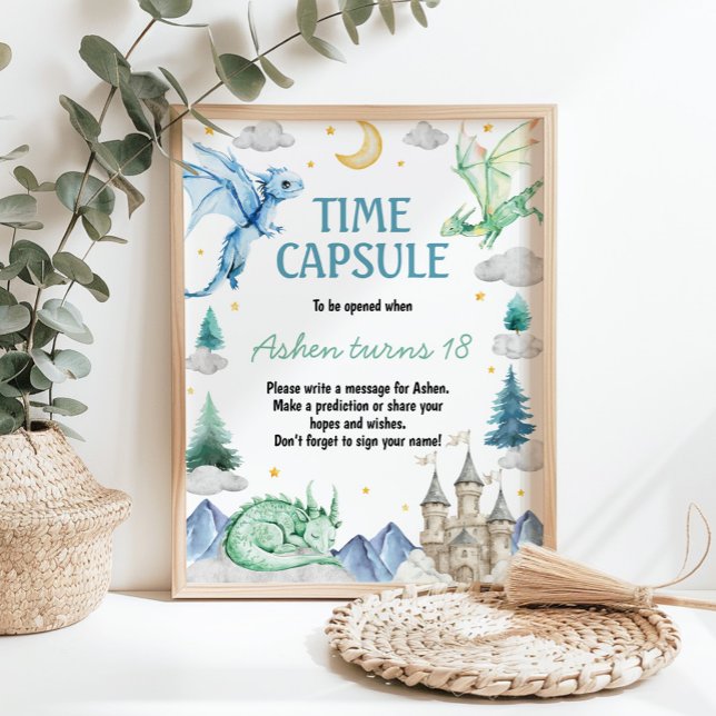 Affiche Dragon Boy Birthday Time Capsule Sign (Créateur téléchargé)