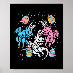Affiche Dragon Bunnies Oeufs de Pâques Amusants Hommes Fem