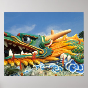 Affiche Dragon célèbre à Haw Par Villa à Singapour Asie