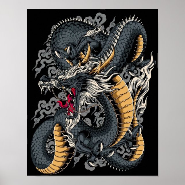 Affiche Dragon chinois cool (Devant)
