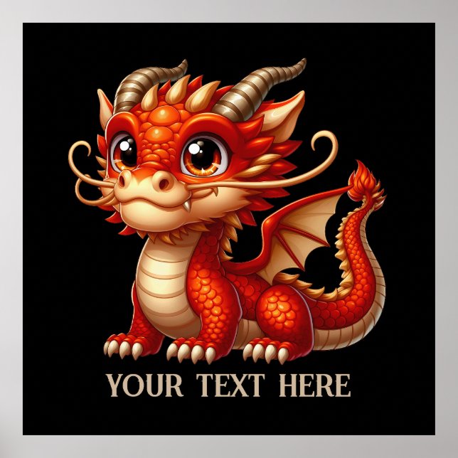 Affiche dragon chinois cool ajouter un texte (Devant)