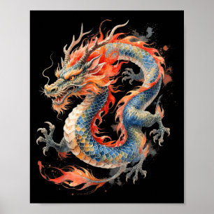 Affiche Dragon Chinois Mythologie Asiatique Zodiaque