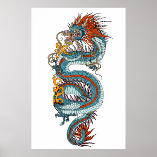 Affiche Dragon chinois traditionnel