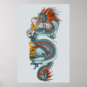 Affiche Dragon chinois traditionnel