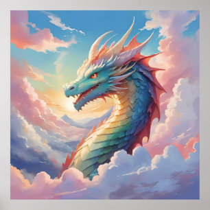 Affiche Dragon coloré dans le ciel