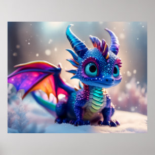 Affiche Dragon dans la neige.