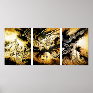 Affiche Dragon dans les nuages Hiroshige Art japonais