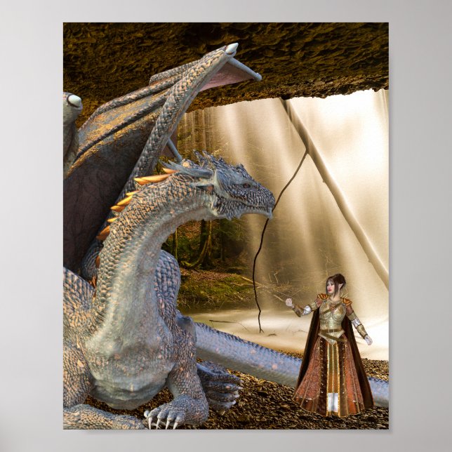 Affiche Dragon de bronze avec reine Elfe de fée (Devant)
