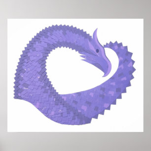 Affiche Dragon de coeur périphérique sur blanc